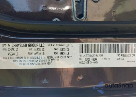 2013 Chrysler 300 Motown from USA, damaged, VIN 2C3CCARG3DH567500